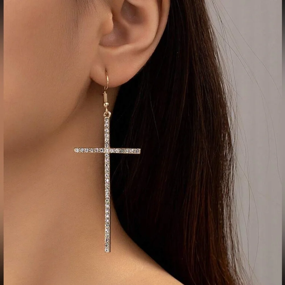 Rhinestone Cross Earrings